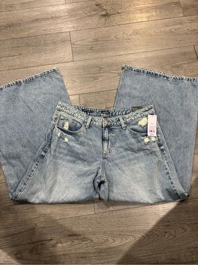 Target Light Blue Women's Wide Leg Distressed Jeans